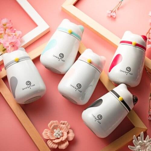 Creative Cat Star Insulation Cup Kids Stainless Steel Thermos Bottle For Tea Portable Student Cute Cat Pattern Water Bottle