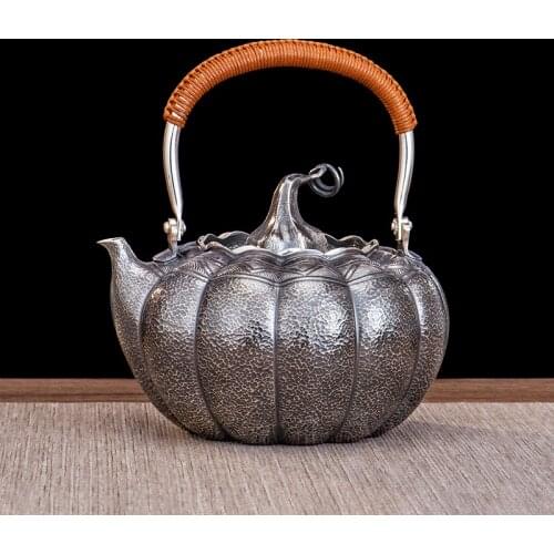 Ag999 Sterling Silver Pumpkin-shaped Tea pot Kitchen Utensils Coffee Tea Pot