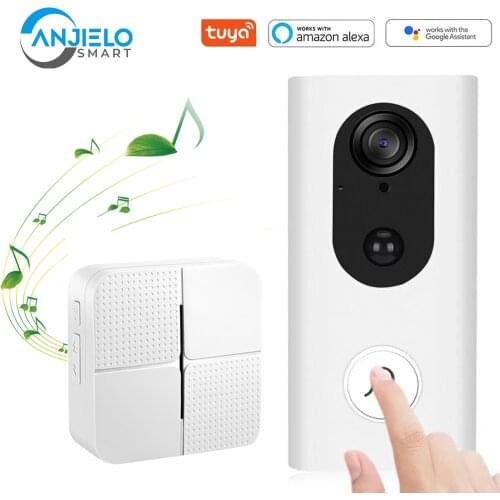 Anjielosmart Tuya WiFi Video Doorbell Wireless Camera IP5 Waterproof HD Security Camera Real-Time Video for iOS & Android