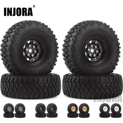 INJORA 1.55 Wheel Tires & 1.55" Beadlock Metal Rim for RC Crawler Car D90 TF2 Tamiya CC01 LC70 MST JIMNY Axial AX90069