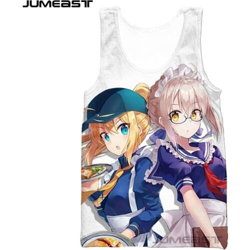 Jumeast Brand Men/Women 3D Printed Vest Cartoon Anime Fatestay night Short Sleeve Fashion Sport Pullover Summer Tank Tops Tees
