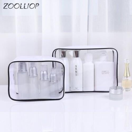 1 pc Transparent Cosmetic Bag PVC Travel Organizer Bag Zipper Clear Waterproof Women Makeup Bag Dropshipping Bath Wash Handbags