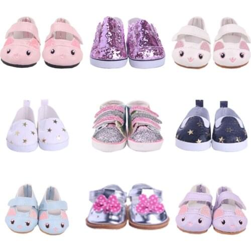Doll Shoes, Cartoon Pattern, Suitable For 18-inch American Gir Doll And 43cm Shaved Doll, The Best Gift For Children
