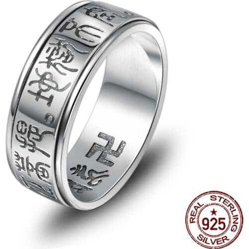 100% S925 sterling silver mens ring personality fashion classic jewelry punk style carved star child shape to send a gift hot