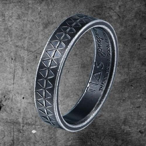 Punk Gothic Stainless Steel Viking-Ring Serrated Tattoo Totem Rings For Men Jewelry