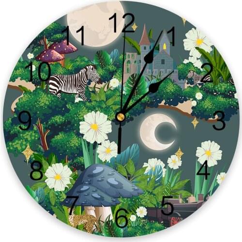 Jungle Tropical Plant Wall Clock For Modern Home Decoration Teen Room Living Room Needle Hanging Watch Table Clock