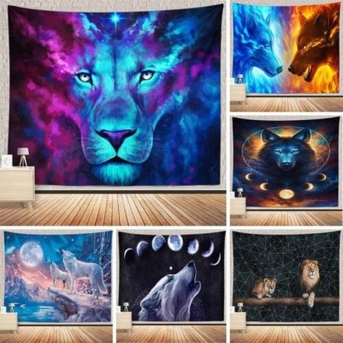 Wall Hanging Tapestry Livingroom Wall Cloth Lion King Wolf Background Cloth Wall Tapestry Aesthetic Animal Hanging Blanket tapiz