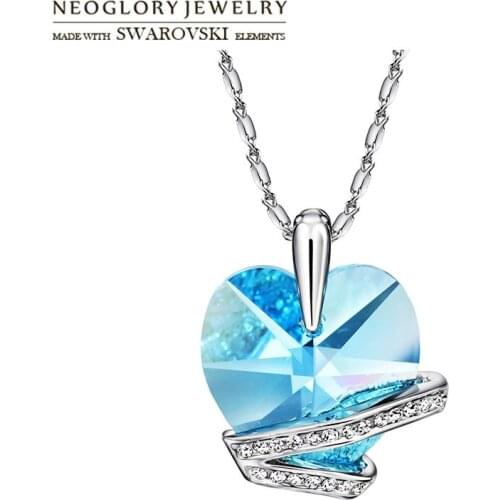 Neoglory Austria Crystal & Czech Rhinestone Long Necklace Romantic Heart Shaped Alloy Plated New Lady Party Gift