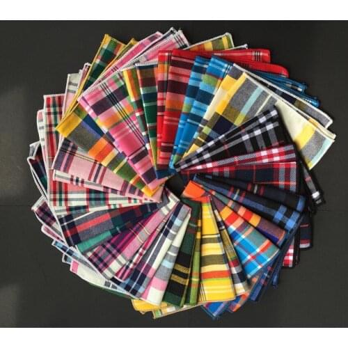 New Formal Business Cotton Square Scarf Mens Wedding Suit Square Scarf Accessories Scottish Plaid Suit Pocket Towel