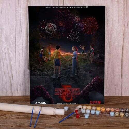 Stranger Things Poster Paint By Numbers Kit Acrylic Paints 50*70 Oil Painting Handmade For Adults Wall Wholesale