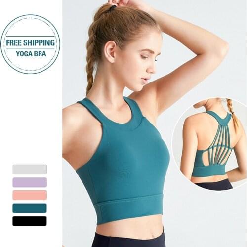 Sexy Cross Straps Gym Sports Bra Women Wireless Yoga Fitness Top Padded Push Up Yoga Bra Crop Top Activewear