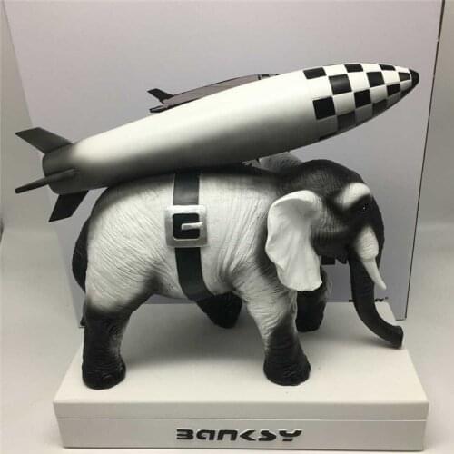 Luxurious Elephants in War 35cm Polystone Elephant Back Rocket Incense Burner Statue Action Figure Model