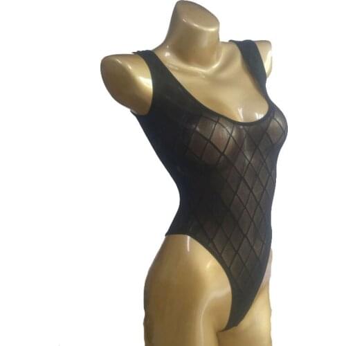 Sexy Women Shiny See Through High Cut Bodysuit Transparent Open Crotch Erotic Lingerie Underwear Body Suits Club Wear F11