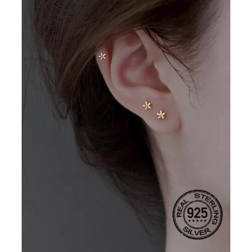 925 Sterling Silver Earrings For Women Gold Flower Geometric Retro Design Simple Fashion Female Engagement Gifts Jewelry INEFFA