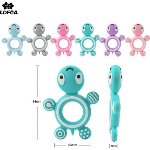 Turtle Silicone Baby Teether Cartoon Animal BPA Free beads Teething Necklace DIY Shower Food Grade Silicone Teether