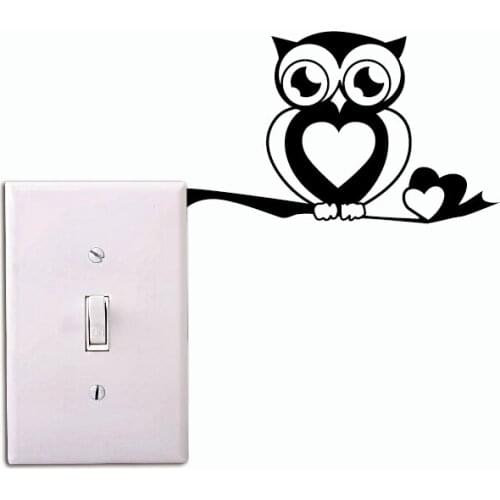Owl-7 Cute Owl Switch Sticker Cartoon Animal Vinyl Wall Decal for Kids Room Bedroom Home Wallpaper