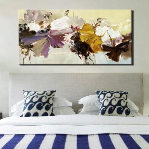 Modern Abstract Canvas Painting Wall Art Poster Hand Painted Flowers Cuadros Wall Art Picture for Living Room Home Decor