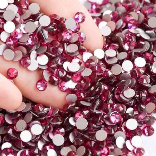 YANRUO 2058NoHF SS3-SS34 Fuchsia Non Hotfix Strass Flat Back Nail Art Rhinestones Crystal Stones For Clothing