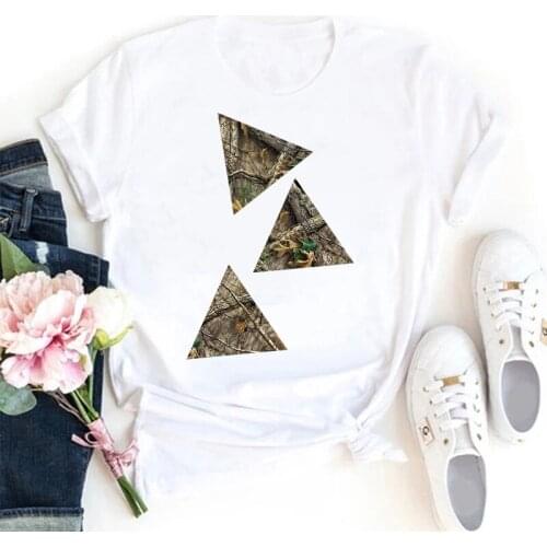 T-shirts Women 2021 Geometry Printed Casual 90s Fashion White Clothes Graphic Tshirt Top Ladies Print Female Tee T-Shirt