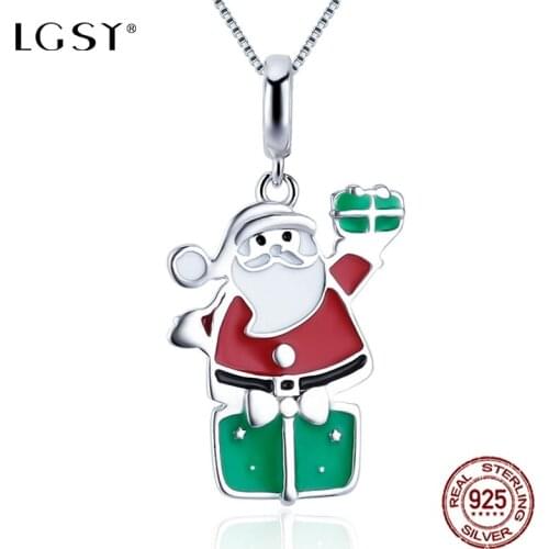 LGSY DP055 925 Sterling Silver Santa Claus Pendant Romantic Pure Silverware Fashion Jewelry Necklace Pendant Fine Jewelry Making