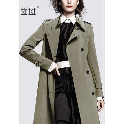 Medium and long windbreaker coat 2021 spring new British style slim fit temperament high sense double breasted coat