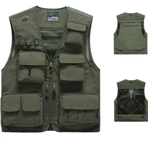 Hiking Vest Men Tactical Sleeveless Jackets Outdoor Multi-Pockets Quick Dry Thin Mesh Military Photograp Fishing Vest Waistcoat