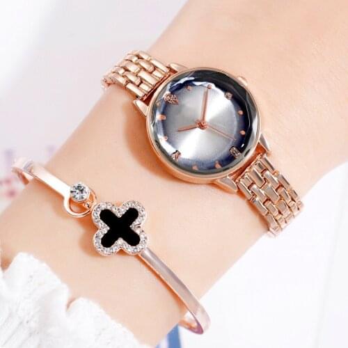 1PCS New Fashion Luxury Rhinestone Watches Women Stainless Steel Quartz Bracelet Watch Ladies Dress Watches Gold Clock