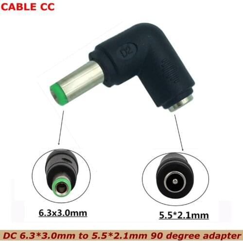 10pcs/DC 5.5*2.1 Female to 6.3*3.0 Male DC 90 Degree Elbow Adapter For Toshiba Laptop Plug Power Bank