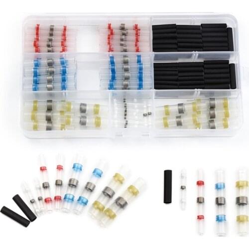 120Pcs Waterproof Heat Shrink Wire Terminals Solder Sleeve Insulated Seal Cable Connectors 26-10 AWG + Shrinkable Tube Kit