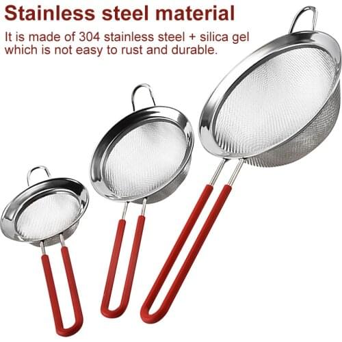 Stainless Steel 2 Layer 30 Fine Mesh Strainer Kitchen Flour Handheld Screen Mesh Flour Sieve Oil Colander Kitchen Tools