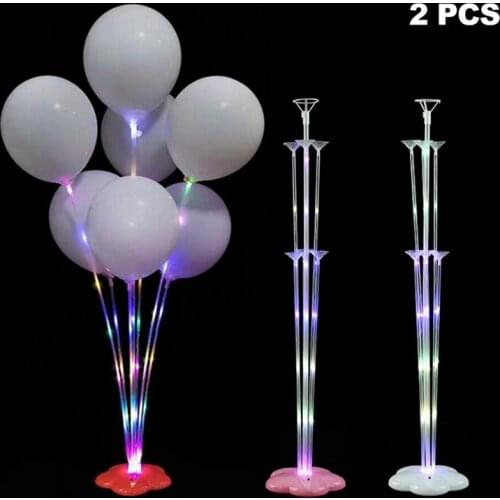 2 Sets LED Balloons Stand Base Sticks Globos Holder Column Birthday Party Decor