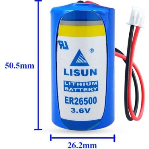 2PCS ER26500 26500 3.6V 8000mah C type instrument PLC lithium battery with white plug Li-ion battery free shipping