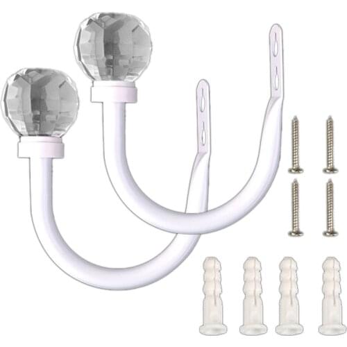 2 Pack Curtain Holdbacks Crystal Ball Curtain Tie Backs U Shaped Metal Curtain Holdbacks Wall Mounted Curtain Hook