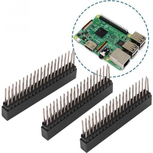 3pcs 2 x 20 Pins Female Pin Header 2.54m Pitch Extra Tall Female Dual Row Short Pin Headers PCB Connector Strip for Raspberry Pi