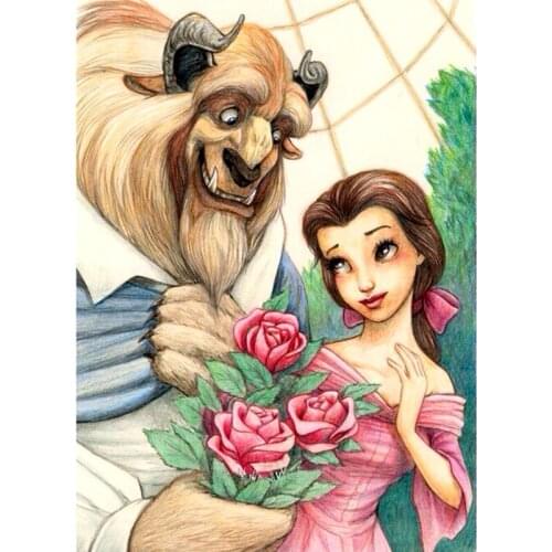 Disney 5D Diamond Embroidery Needlework Kit "Cartoon beauty beast" Diy Diamond Painting Cross Stitch Home Decoration Gift A10153