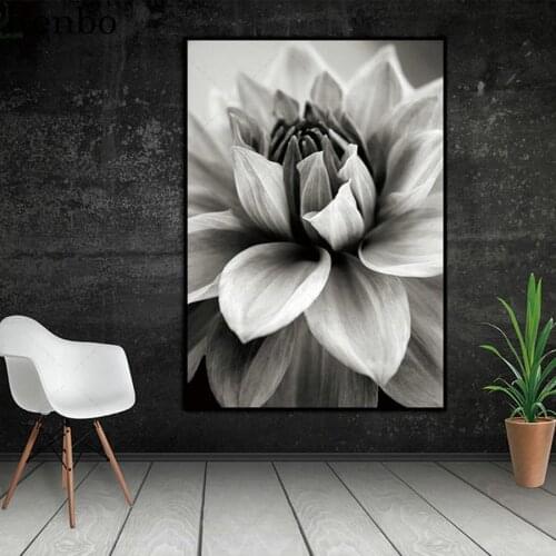 DIY Diamond Painting Black White Flower Diamond Embroidery Cross Stitch Full square round drill Home Decor Nordic Minimalist Art