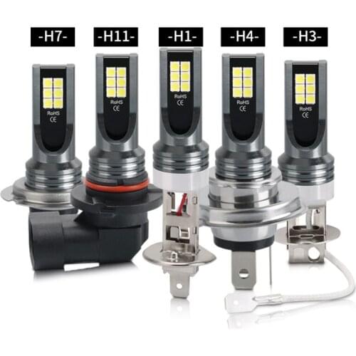 2X Car Fog Light H4 LED Bulb H1 H11 H8 H3 Auto Front Fog lamp Signal Turn Light Driving Lamp 6000K White 3030 12SMD Super Bright