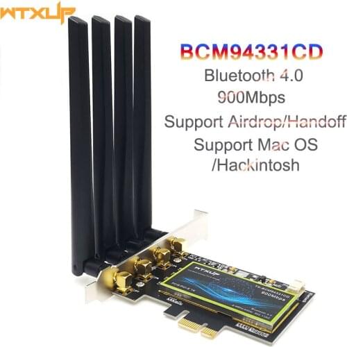 BCM94331CD Wireless Wifi Adapter Dual Band Network Card PCIe 1X Bluetooth 4.0 2.4G/5G For MAC OS/Hackintosh