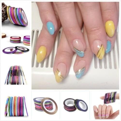 Glitter Rainbow Nail Striping Tape Line Art Stickers Decal 3D Nail Decoration Colorful Styling DIY Tools