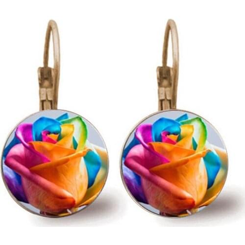 Glamour Glass Earrings Red Roses Gifts For Women ValentineS Day Gifts High Quality Handmade Earrings Beautiful Flowers