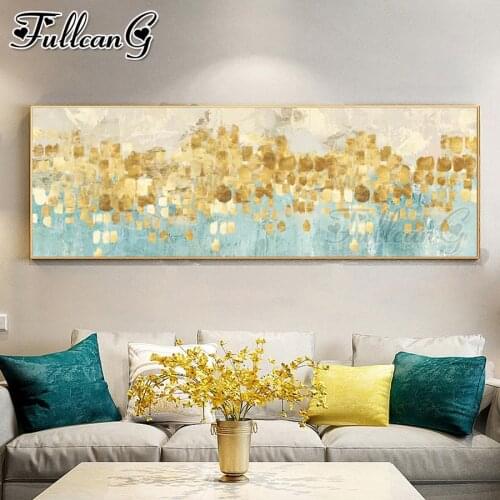 FULLCANG Abstract golden landscape diy 5d full square round drill diamond embroidery large mosaic painting home decor FC3338