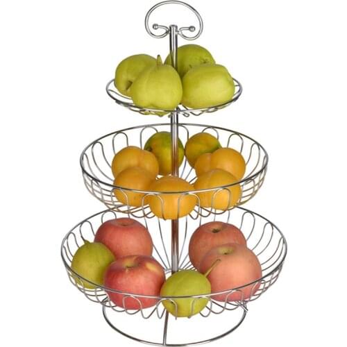 3 Tier Fruit Basket Iron Storage Fruit Dish Kitchen Home Bowl Detachable Metal Cake Stand Decorative Dessert Holder Organizer