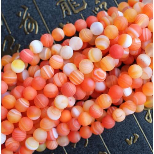 8mm Frost Orange Strip Agat Round Loose Beads 15"/46pcs per strand, Wholesale For DIY Jewellery Free Shipping