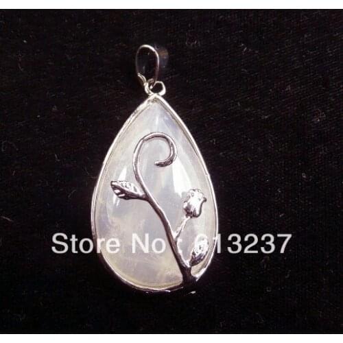 HOT!hot free Shipping Fashion diy 5pcs Rose chalcedony jades teardrop charms stone pendant 36x27mm accessories findings MY4695