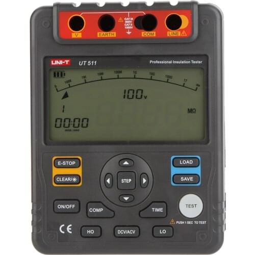 UNI-T UT511 1000V 10Gohm Digital Insulation Resistance Testers Meter Megohmmeter Low Ohm Ohmmeter Voltmeter Auto Range Megger