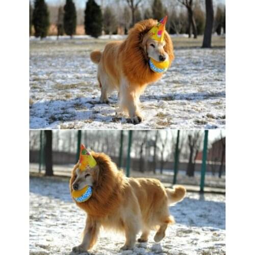 Cute Pet Cosplay Clothes Transfiguration Costume Lion Mane Winter Warm Wig Cat Large Dog Party Decoration With Ear Pet Apparel