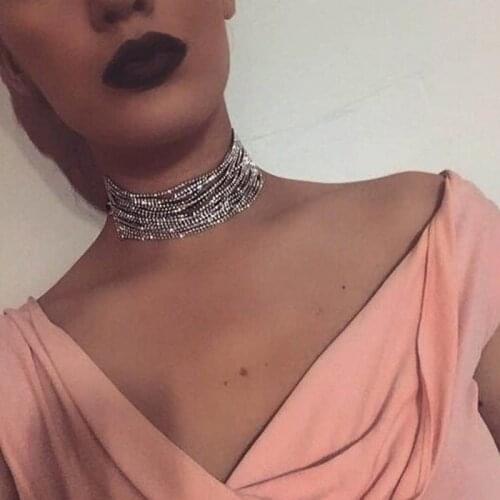 Hot Sexy Punk 2020 New Fashion Chokers for Women Shiny Rhinestone Element Multi-layers Necklaces Party Neck Jewelry NT235
