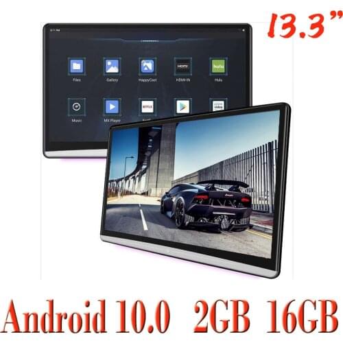 YAZH Android 9.0 16GB Car Headrest Monitor With 13.3" IPS 2.5D Display With 1920*1080 HD 4K FM Transmitter Bluetooth HDMI Input