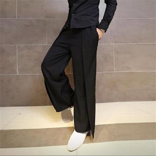 Mens slacks spring/Summer slacks wide leg slacks mens slacks fake 2 pieces hip hop hair stylist black Yamamoto style