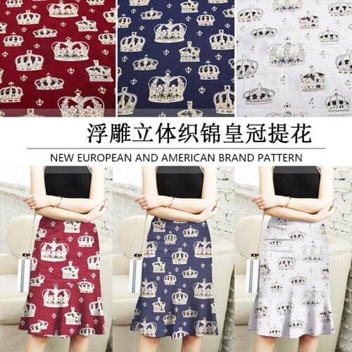 New embossed three-dimensional brocade crown jacquard fabric high-grade gold thread yarn-dyed garment manual DIY fabric custom 1